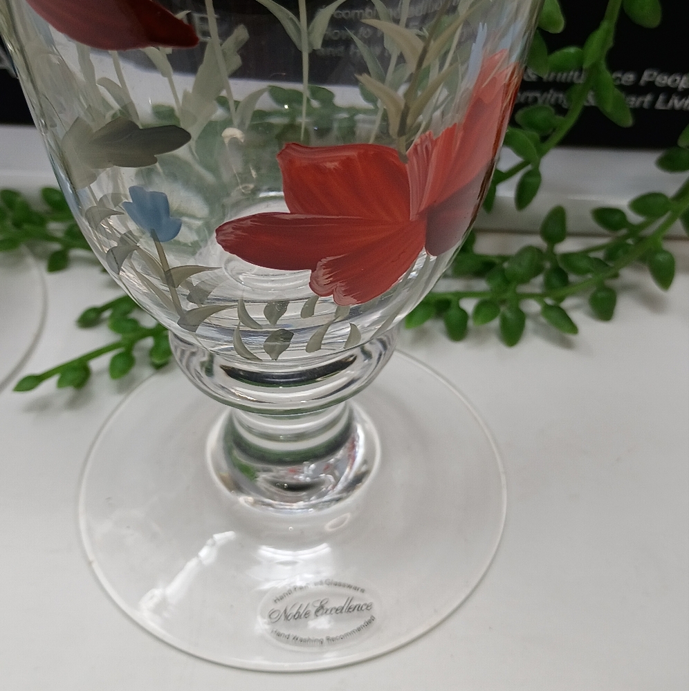 Noble Excellence Hand Painted Drinkware Set, Pitcher And Four Glasses - Picture 6 of 8